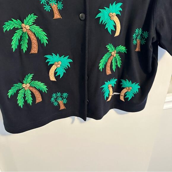 Vintage Bechamel Black Green Palm Tree Cropped Top Large - Picture 9 of 10